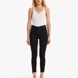 Mother Women’s Black Stunner Zip Ankle Fray Skinny Jeans Size 27